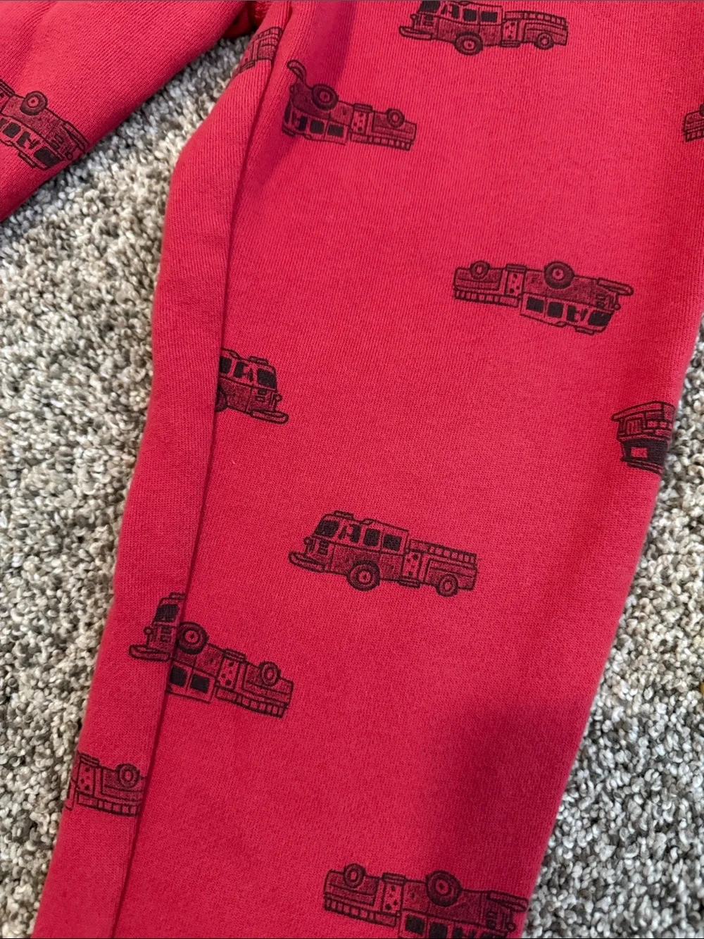Carter’s Red Kids Sweatpants with Black Fire truck Print